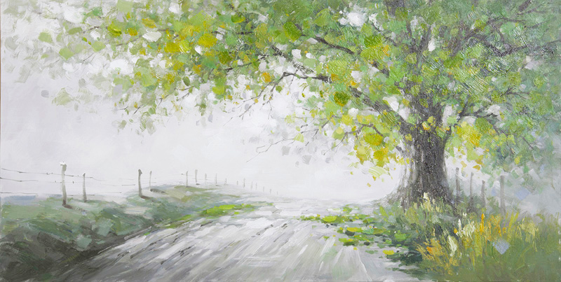 PXYW612 Wall décor art oil on canvas landscape country lane green brown tones